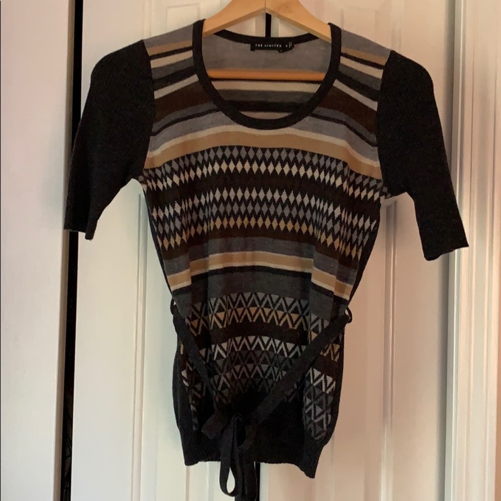 The Limited sweater top grey, tan, brown size M
